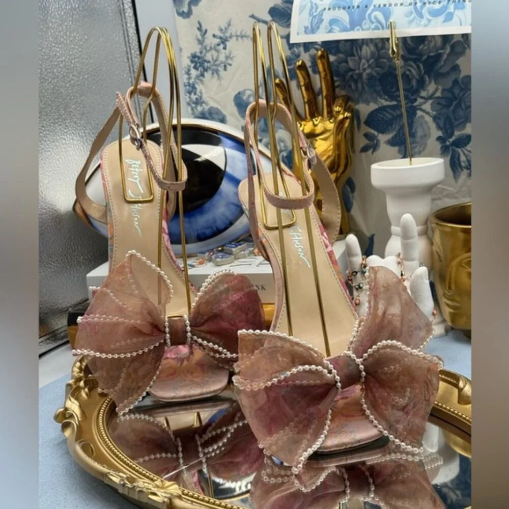 🆕 BETSEY JOHNSON 🧿 NWOB Fawn Slingback Sandal, Pink Floral - Sz US 7 - Picture 4 of 13